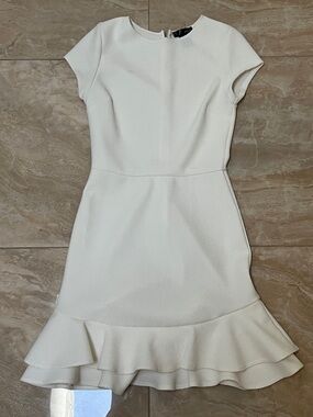 Aqua Ivory Textured Ruffle-Hem Midi Dress